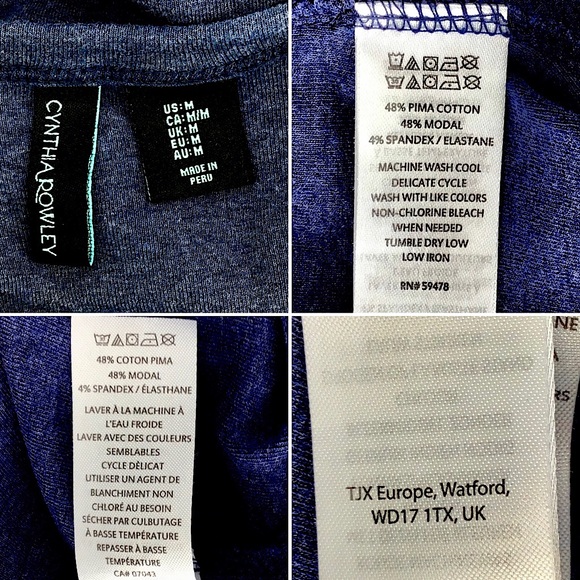 CYTHIA ROWLEY-Size M-Scoop Neck Blue Thick Long Sleeve - Picture 7 of 7